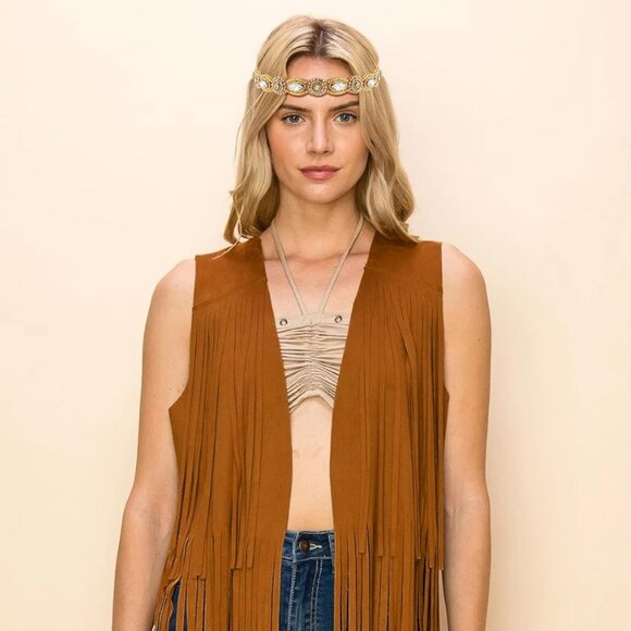 60s 70s Outfit for Women Hippy Accessories Fringe Hippie Vest Clothes for Hallow - Picture 3 of 7